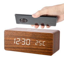 Load image into Gallery viewer, Wooden Alarm Clock With Wireless Charging Pad for Phone - ManKave Gifts &amp; Accessories

