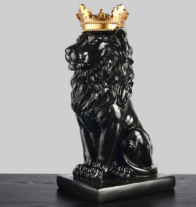 Crown Lion Statue - Home Ornament Sculpture - Man-Kave