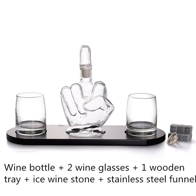 6PCS Gift Set - Creative Finger Shape Glass Bottle Decanter Set - Man-Kave