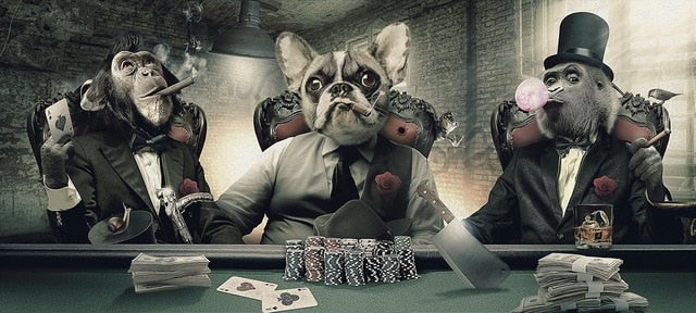 Large Canvas Poster - Animal Poker - Man-Kave