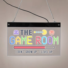Load image into Gallery viewer, I Don&#39;t Grow Up I Level Up - The Game Room LED Lighted Wall Sign - Man-Kave
