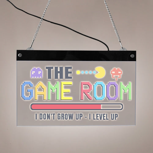 I Don't Grow Up I Level Up - The Game Room LED Lighted Wall Sign - Man-Kave