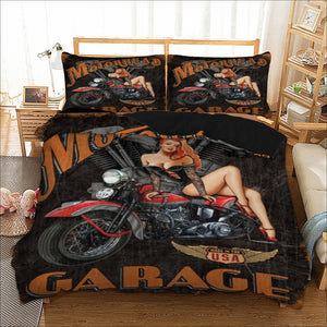Motorhead Garage Beding Set - Double Duvet + 2 Pillow Cases - ManKave Gifts & Accessories