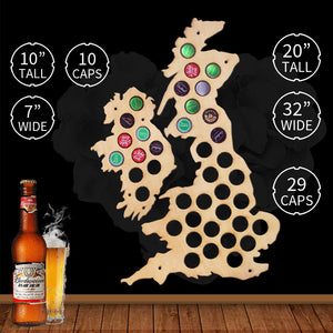UK Beer Cap Map - Bottle Cap Holder - Man-Kave
