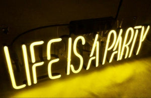 Life is A Party Glass Neon Light Sign - ManKave Gifts & Accessories